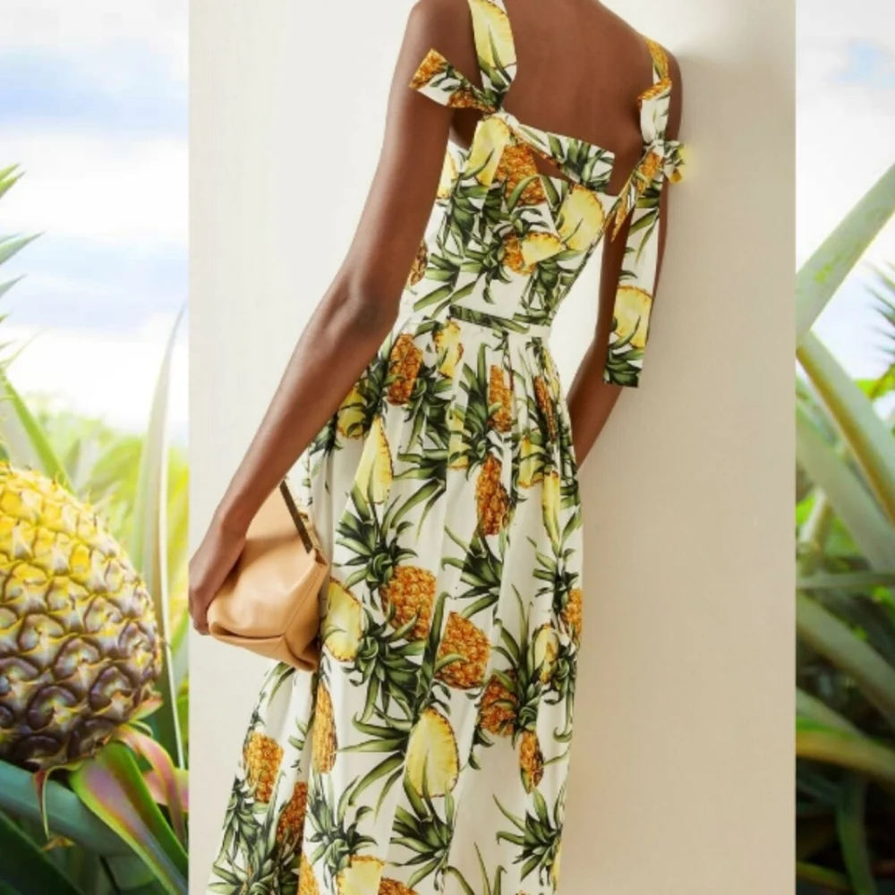 *□$2,400 NEW OSCAR DE LA RENTA PINEAPPEL MIDI RUNWAY DRESS US 10 M - Picture 9 of 16